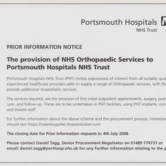 Portsmouth Hospitals Prior Information Notice advertisement