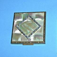 Elgin American square mother-of-pearl compact