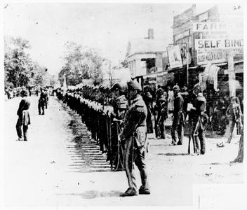 Civil War soldiers lined up in Janesville