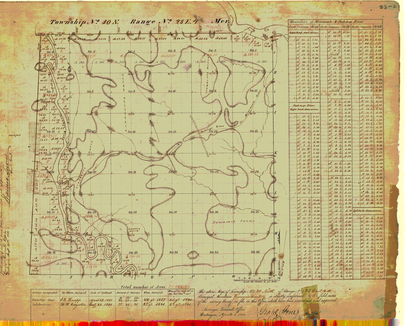 [Public Land Survey System map: Wisconsin Township 30 North, Range 23 East]