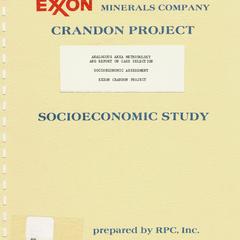 Analogous area methodology and report on case selection : socioeconomic assessment, Exxon Crandon Project
