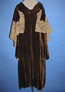 Brown silk velvet dress
