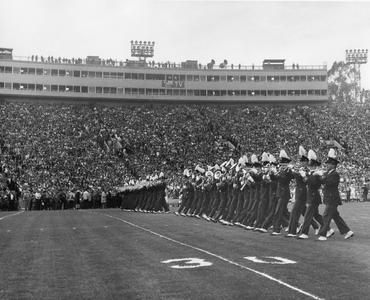 Badger band during 1963 Rose Bowl Pregame
