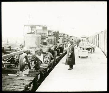 Loading Nash trucks, World War, Kenosha