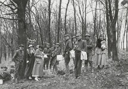 Civilians and reserve officers on a hike
