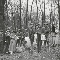 Civilians and reserve officers on a hike