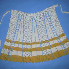 Yellow crocheted tea apron