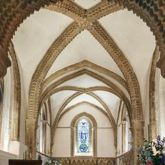 Iffley St Mary Church vaulting of original chancel and of later Early English chancel