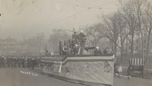 Naval ship float in Armistice Day parade