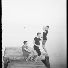 Messieurs Kershaw, McIntosh and Garst on pier