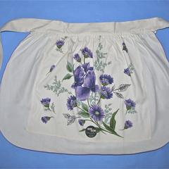 White apron with purple flowers