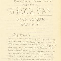 Black student strike day flyer