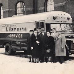 Bookmobile with staff of Marathon County Library Service