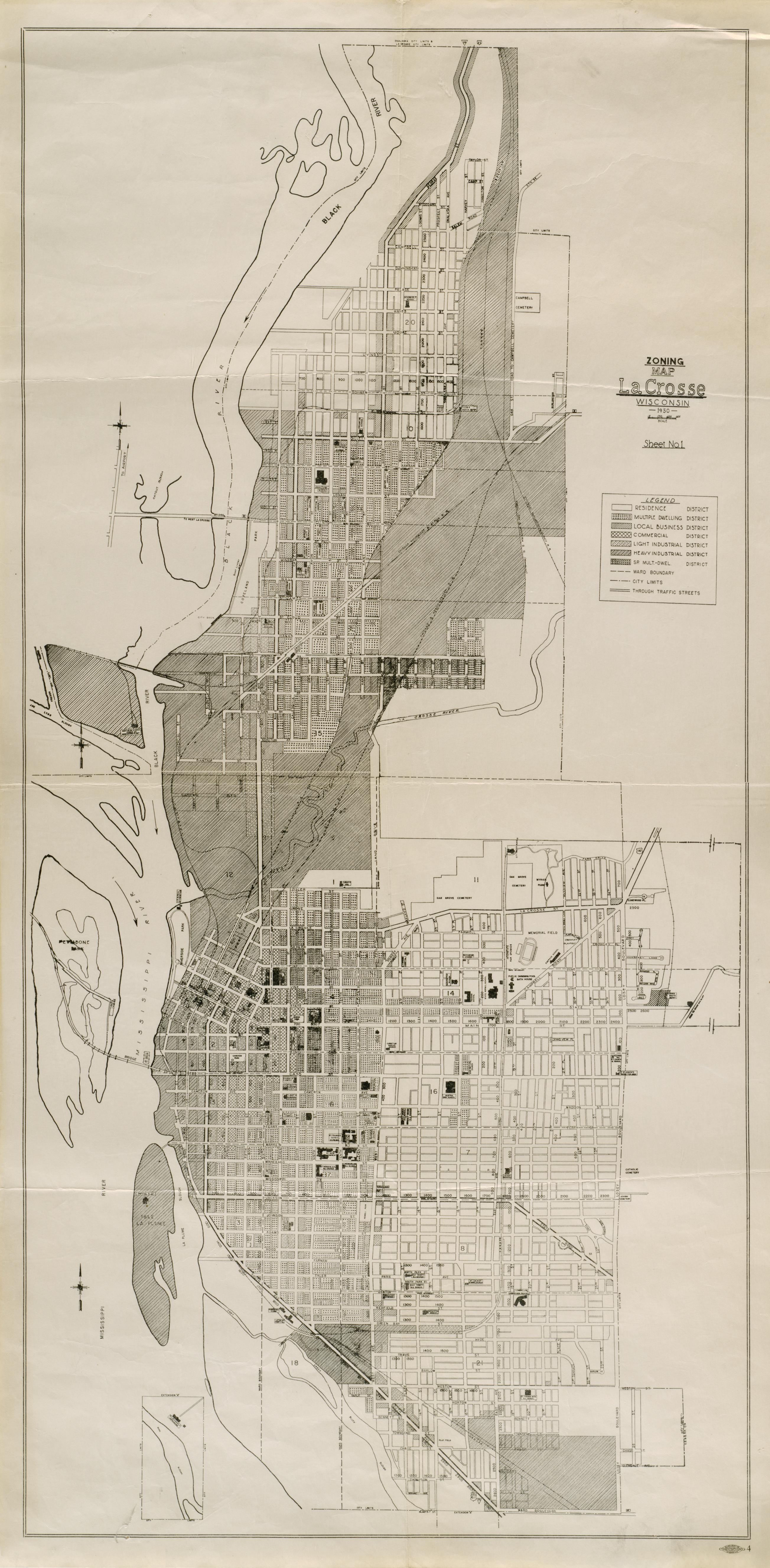 ‎Zoning map La Crosse, Wisconsin 1950 UWDC UWMadison Libraries