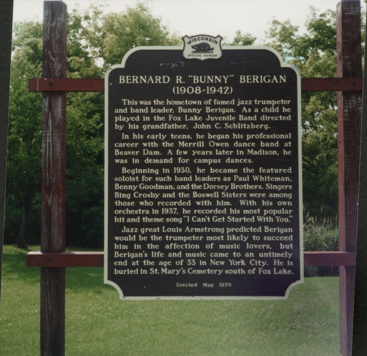 Bunny Berigan historical marker