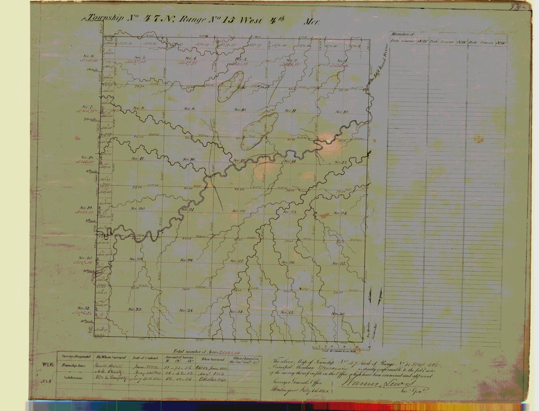 [Public Land Survey System map: Wisconsin Township 47 North, Range 15 West]