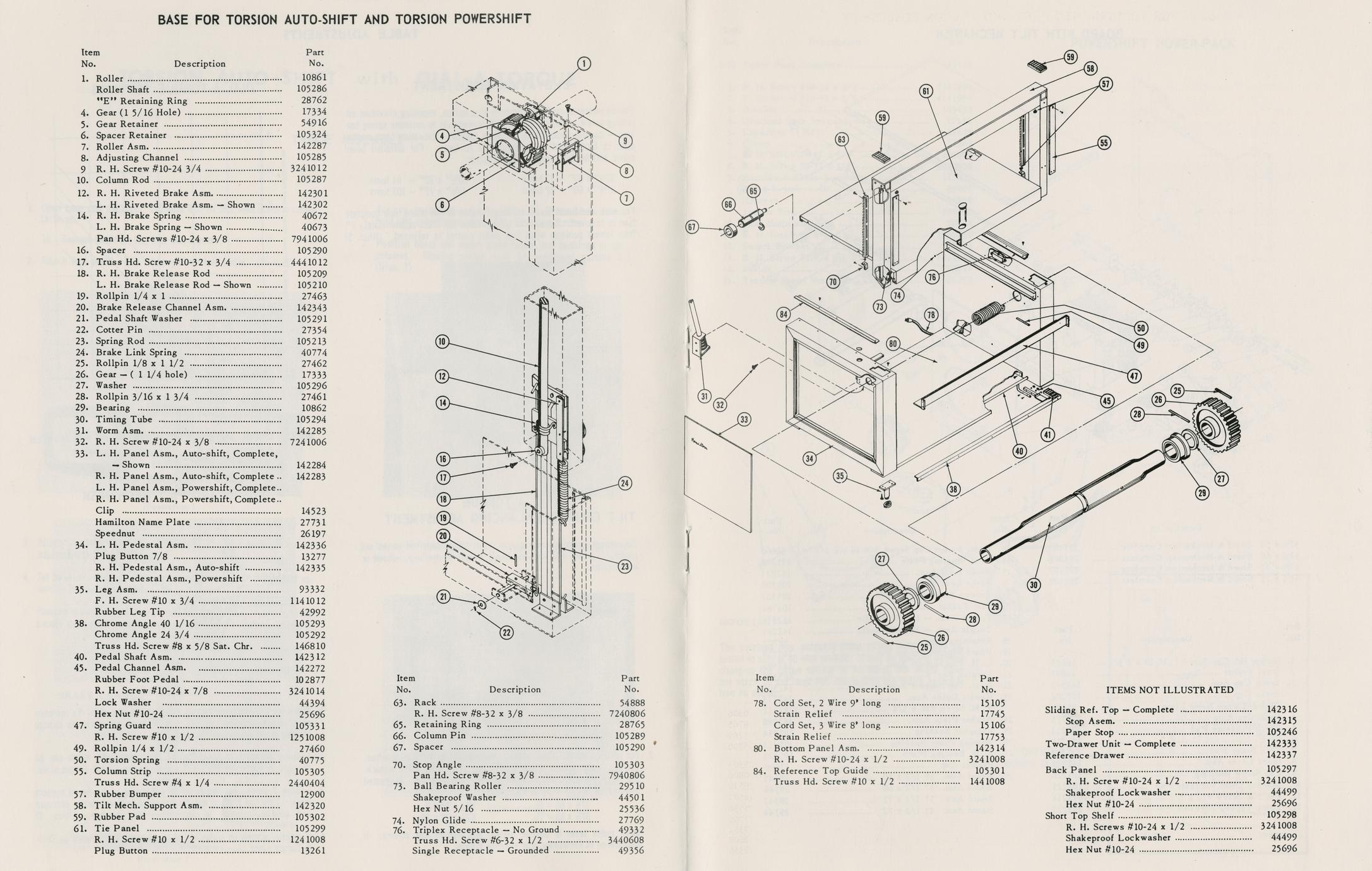 Assembly instructions and parts list Hamilton drafting tables Full