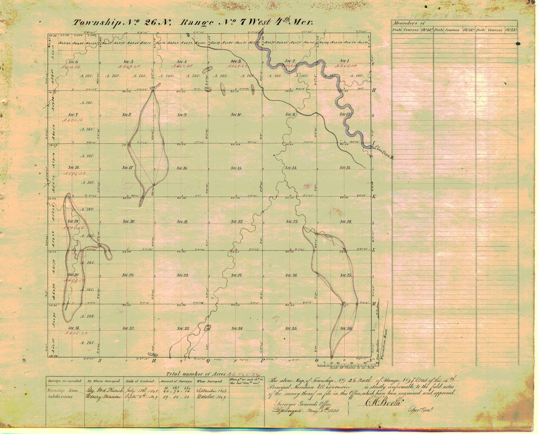 [Public Land Survey System map: Wisconsin Township 26 North, Range 07 West]