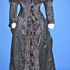 Gray silk and voided velvet dress