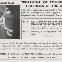The Jewett Brace advertisement