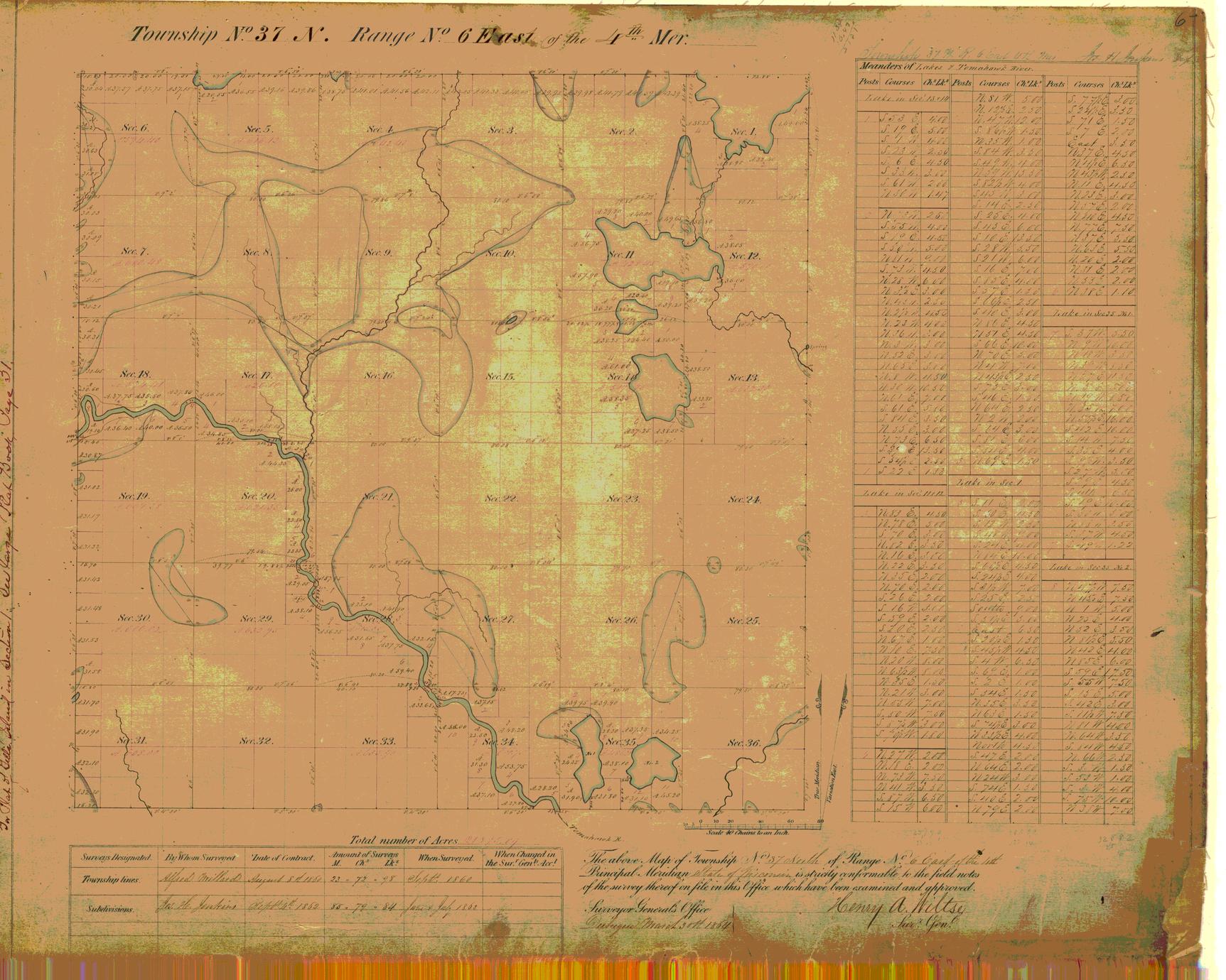 [Public Land Survey System map: Wisconsin Township 37 North, Range 06 East]