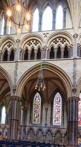 Lincoln Cathedral nave north clerestory, gallery and arcade