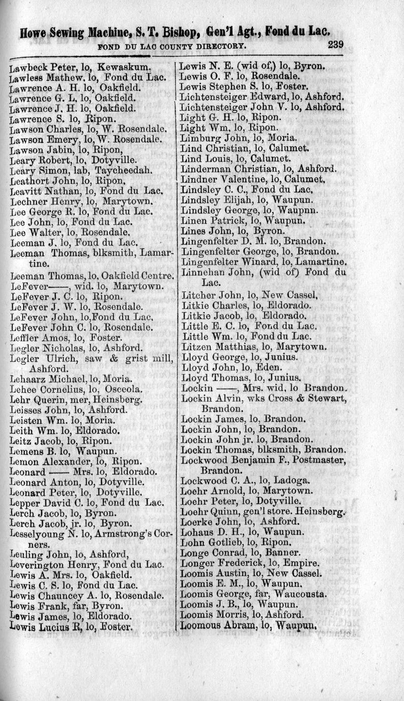 Fond du Lac County gazetteer Full view UWDC UWMadison Libraries