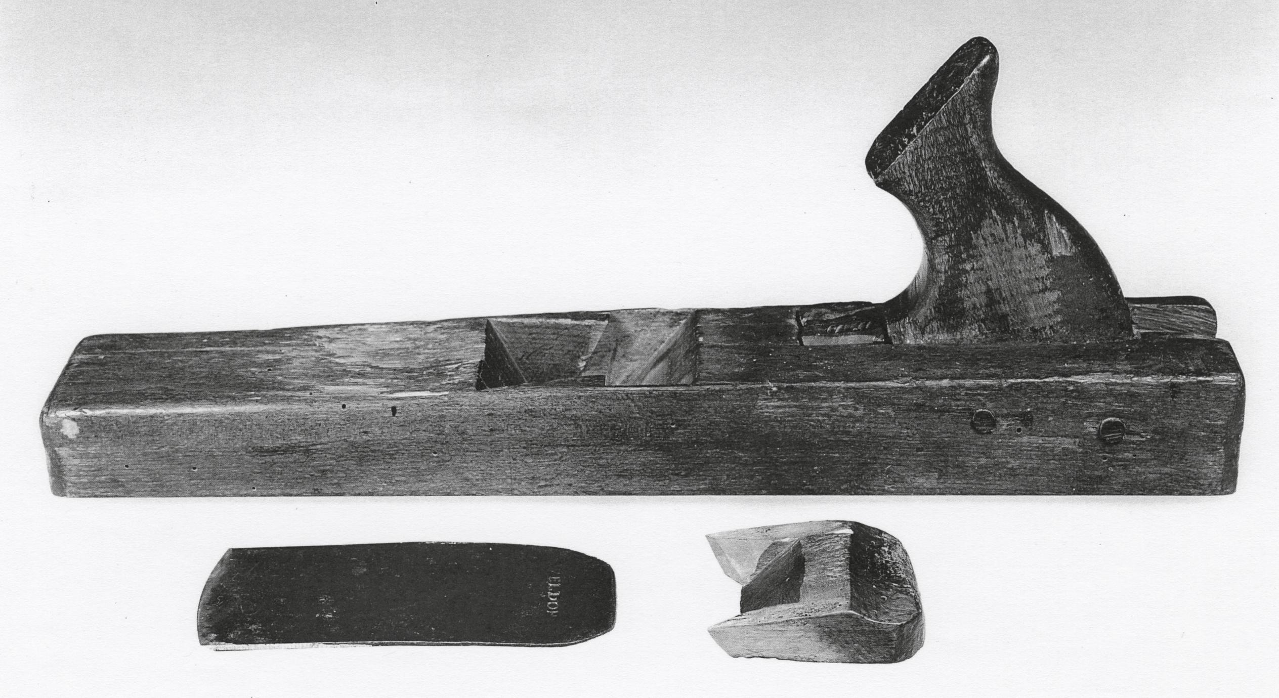 Black and white photograph of a fore or jack plane
