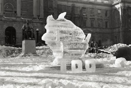 Ice sculpture of Wisconsin during Ice Carnival