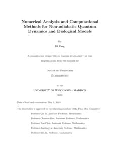 Numerical Analysis and Computational Methods for Non-adiabatic Quantum Dynamics and Biological Models