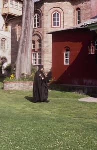 Monk with semantron at Philotheou
