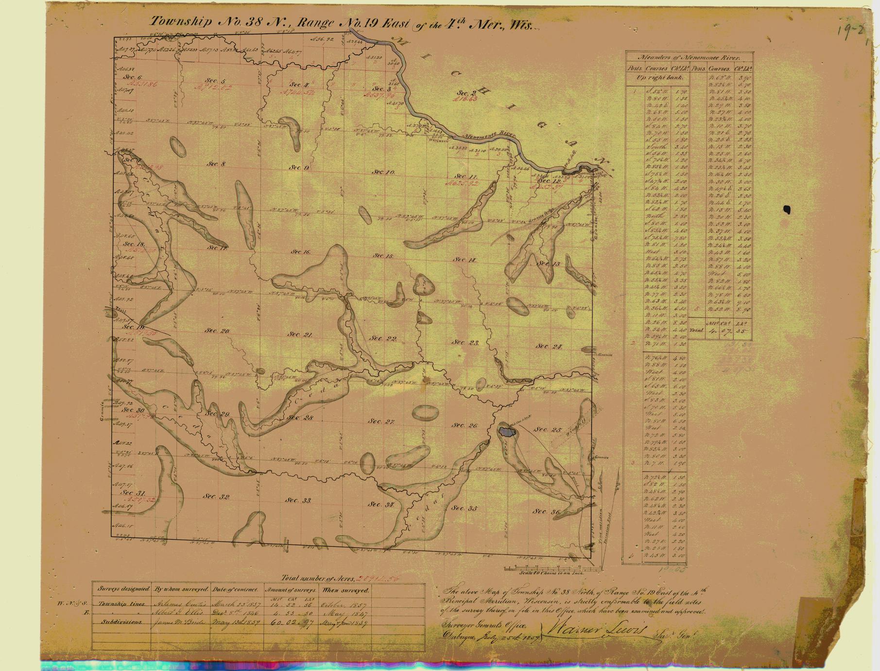 [Public Land Survey System map: Wisconsin Township 38 North, Range 19 East]