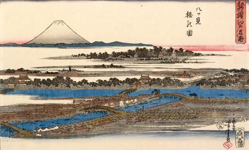 View of the Bridge with an Eight Bridge View, from the series A New Selection of Famous Places in Edo