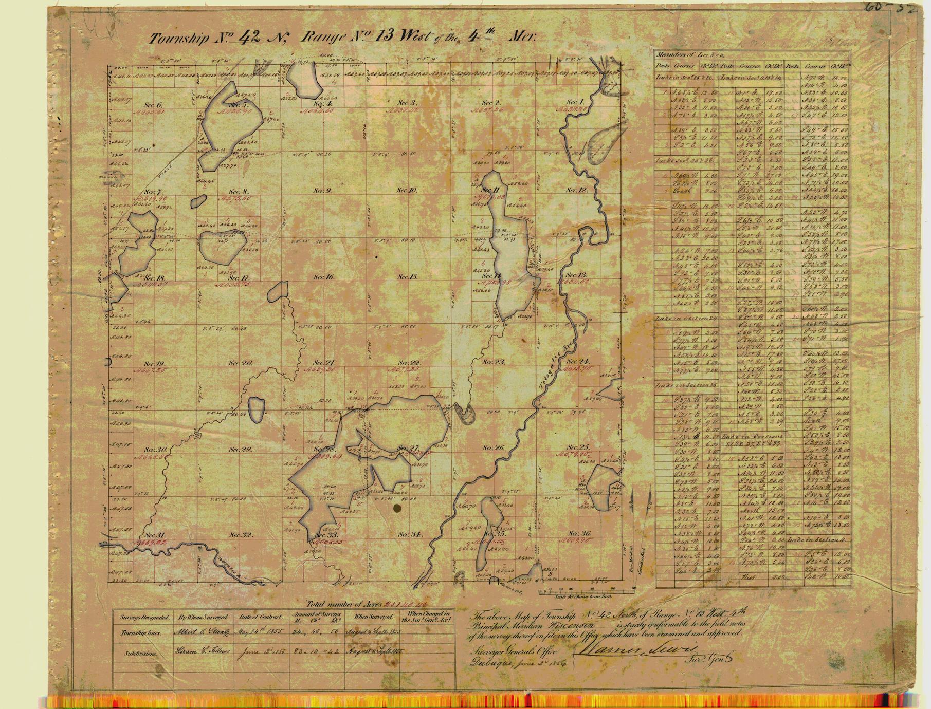 [Public Land Survey System map: Wisconsin Township 42 North, Range 13 West]