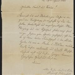 [Letter from Rudolf Schimbke, April 29, 1848]