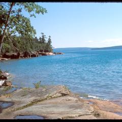 View of Lake Superior shore with islands