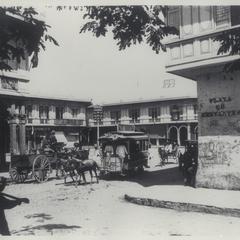 Street scene at the Plaza de Cervantes, Manila, 1899