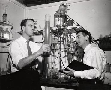 Professors Bolich and Lea, hydraulics lab