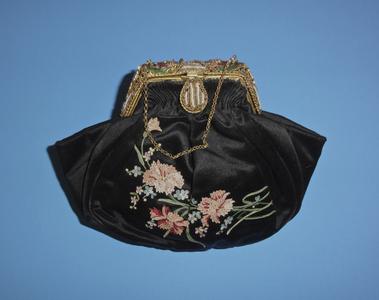 Black silk bag with gold frame