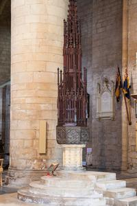 Tewkesbury Abbey interior nave baptismal font