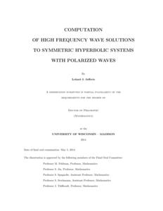 COMPUTATION OF HIGH FREQUENCY WAVE SOLUTIONS TO SYMMETRIC HYPERBOLIC SYSTEMS WITH POLARIZED WAVES