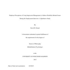 Employer Perceptions of Using Impression Management to Address Disability-Related Issues During the Employment Interview: A Qualitative Study