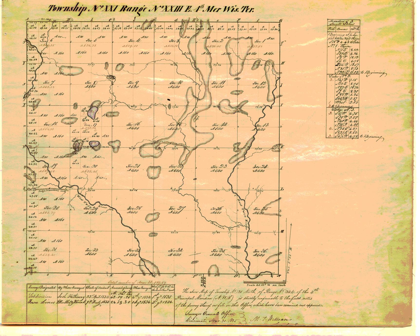[Public Land Survey System map: Wisconsin Township 21 North, Range 23 East]