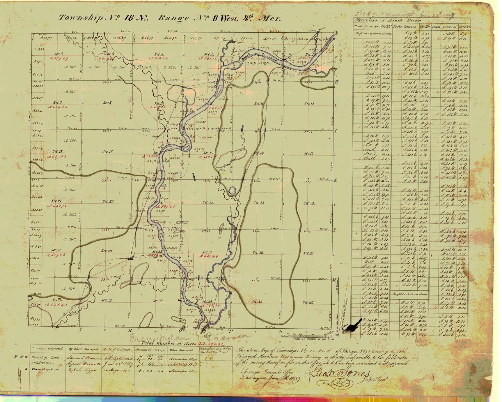[Public Land Survey System map: Wisconsin Township 18 North, Range 08 West]