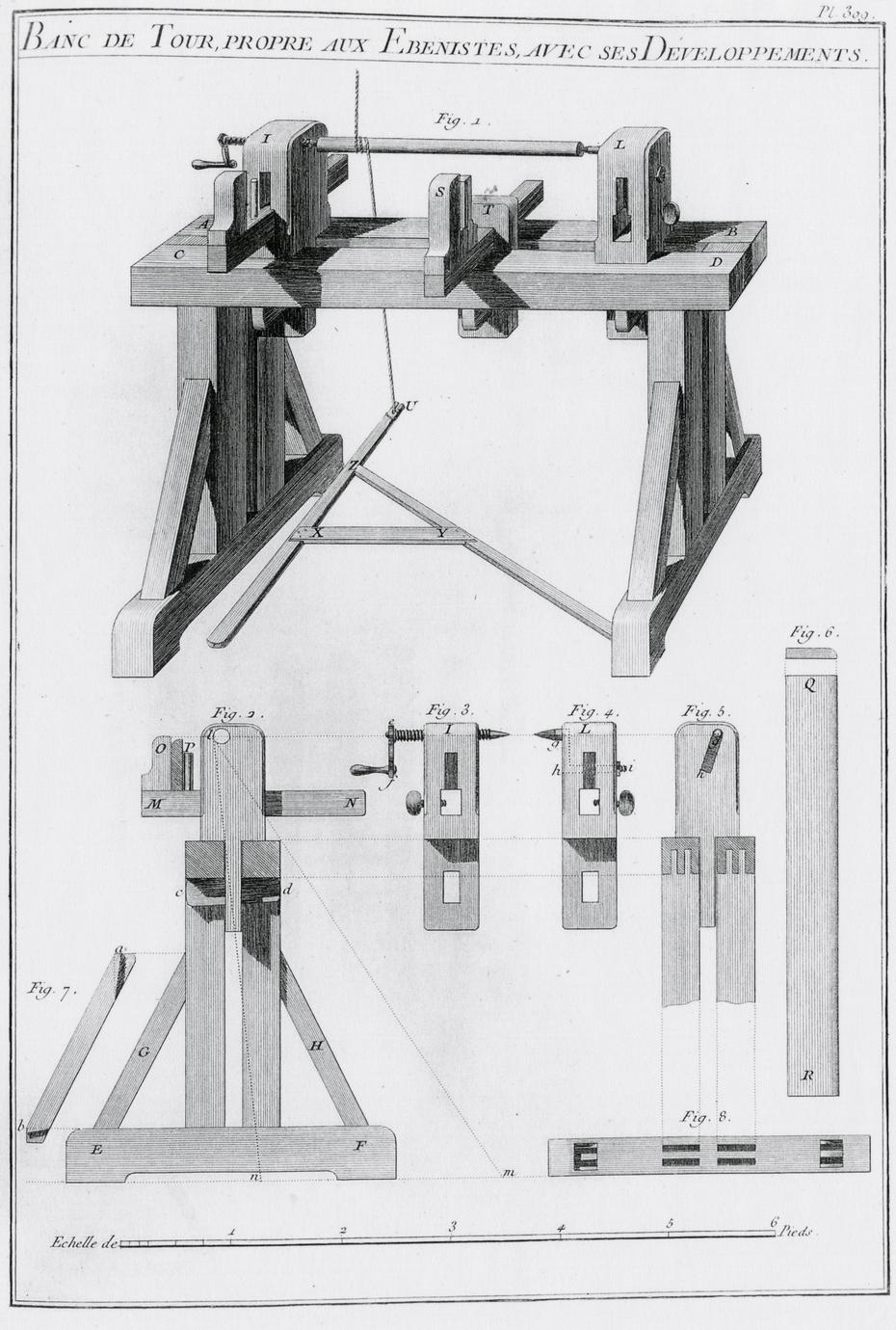 Black and white illustration of a lathe bed suitable for cabinetmakers