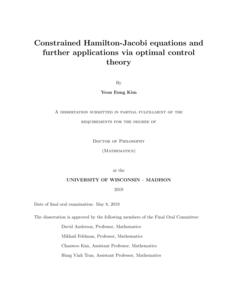 Constrained Hamilton-Jacobi equations and further applications via optimal control theory