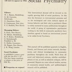 Social Psychiatric journal advertisement