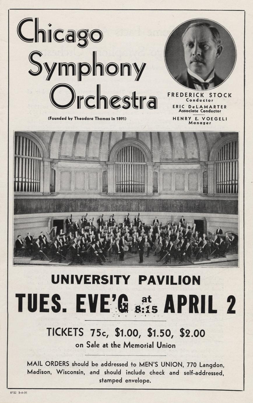 Chicago Symphony Orchestra at the University Stock Pavilion poster