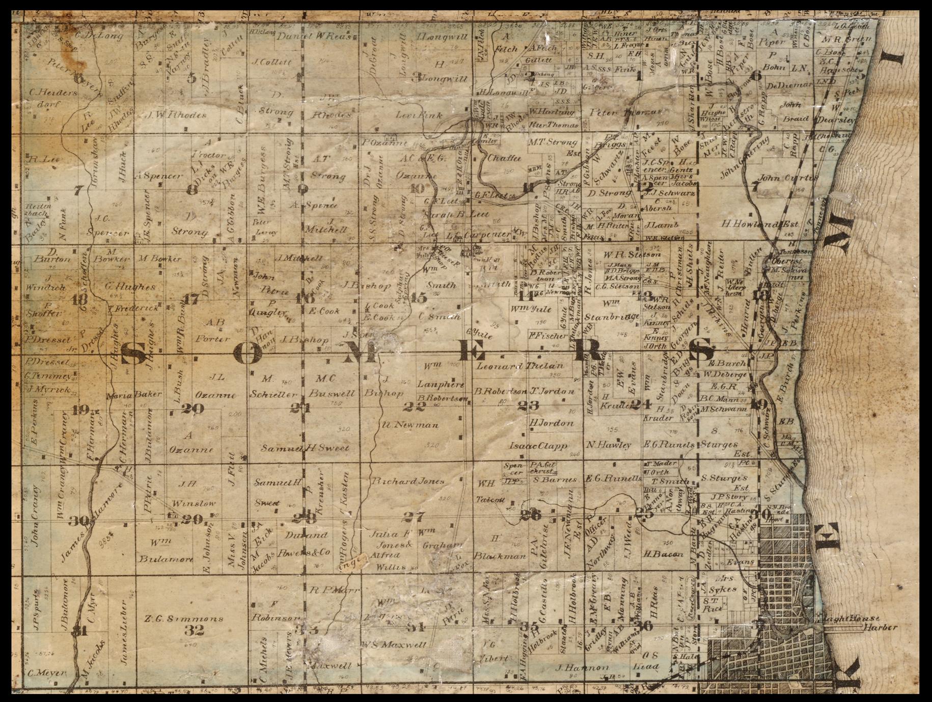 Detail of map of Racine & Kenosha counties, Wisconsin. 1873] UWDC