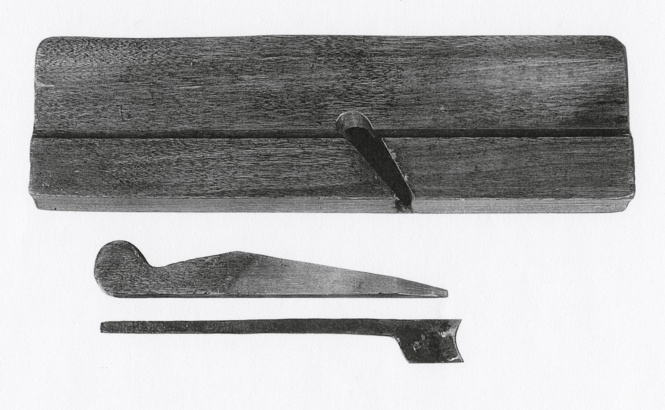 Black and white photograph of a hollow plane.